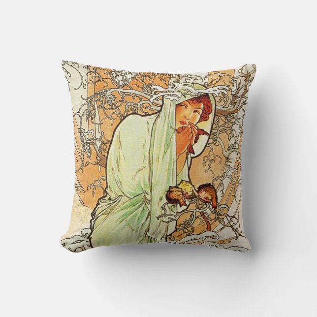 Almohada del invierno de Alpohnse Mucha (Anverso)