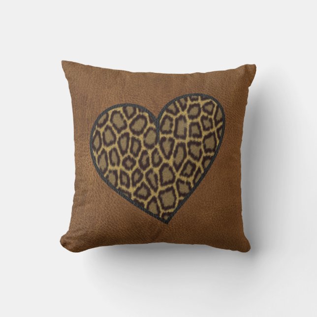 Almohada del leopardo y del cuero (Anverso)