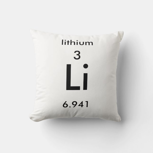 Almohada del litio del cuadro periódico 3 (Anverso)