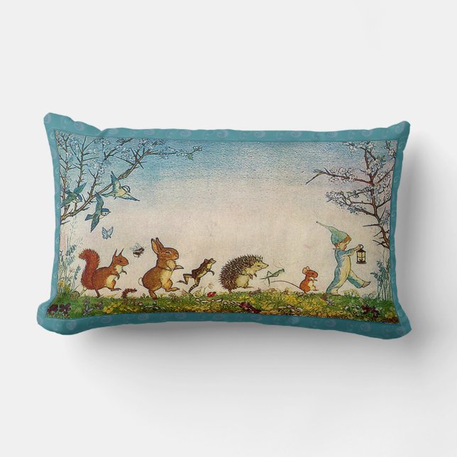 Almohada del Lumbar de los animales del vintage (Anverso)