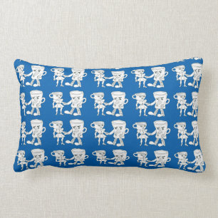 Almohada del Lumbar del café con leche azul y