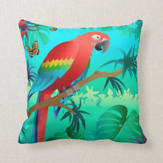 almohada del macaw del escarlata