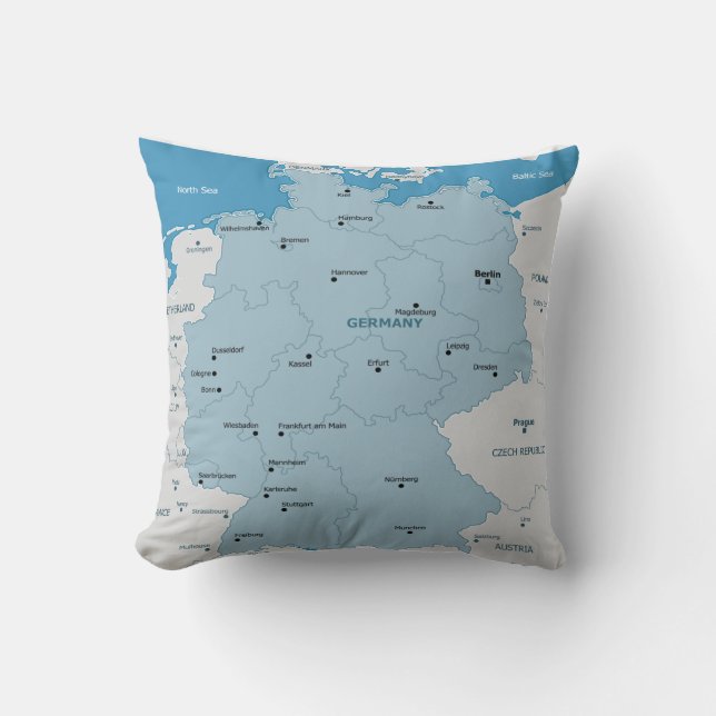Almohada del mapa de Alemania (Anverso)