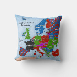 Almohada del mapa de Europa de los apellidos
