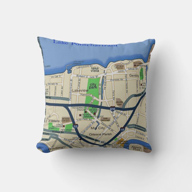Almohada del mapa de la ciudad media de Nueva Orle (Anverso)