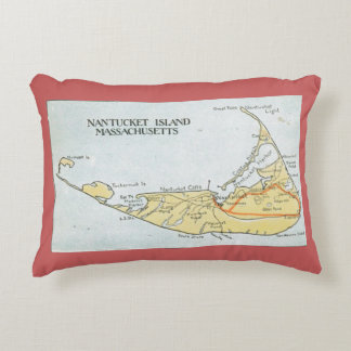 Almohada del mapa de Nantucket en el rojo de