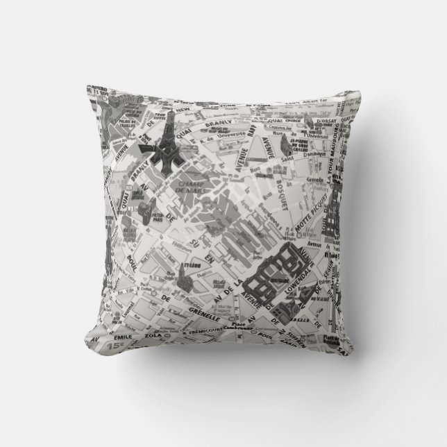 Almohada del mapa de París (Anverso)