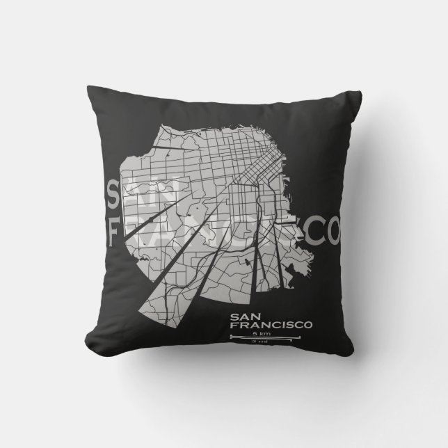 Almohada del mapa de San Francisco (Anverso)