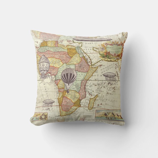Almohada del mapa de Steampunk (Anverso)