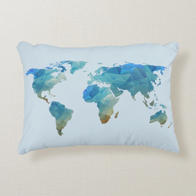 Almohada del mapa del mundo (Anverso)