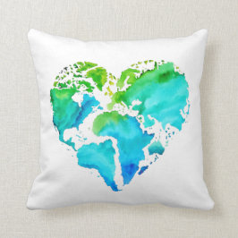 Almohada del mapa del mundo de la acuarela - mapa