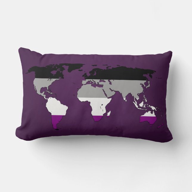 Almohada del mapa mundial del orgullo asexual (Anverso)