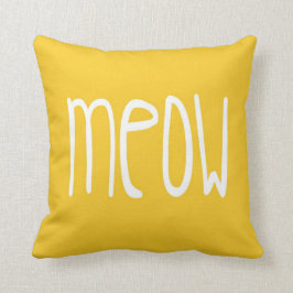 Almohada del maullido en fondo amarillo y gris