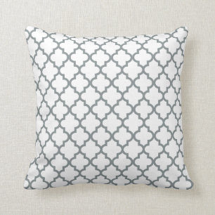 Almohada del modelo del enrejado del blanco gris