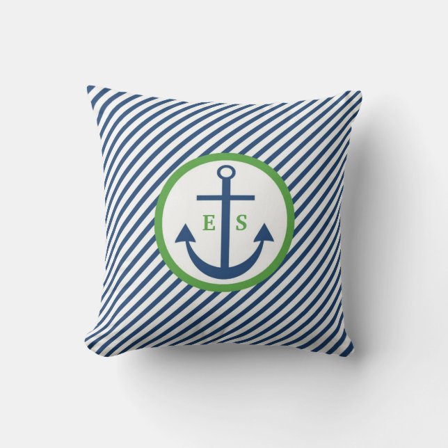 Almohada del monograma del ancla de los azules (Anverso)