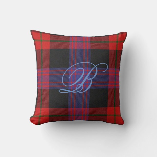 Almohada del monograma del tartán de Brown (Anverso)