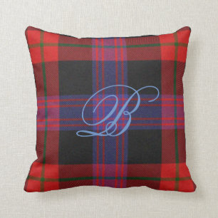 Almohada del monograma del tartán de Brown