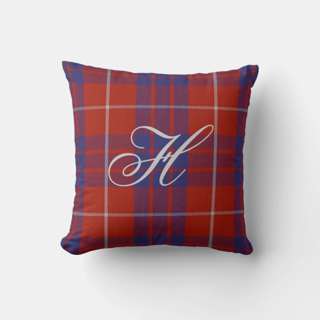 Almohada del monograma del tartán de Hamilton (Anverso)