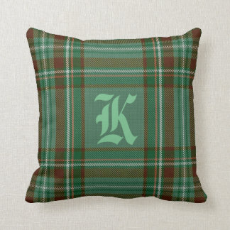 Almohada del monograma del tartán de Kelly