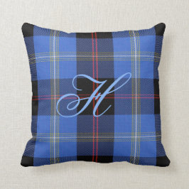 Almohada del monograma del tartán de la colina