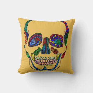 Almohada del Mosaico de la Calavera de Azúcar Anat