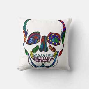 Almohada del Mosaico de la Calavera de Azúcar Anat