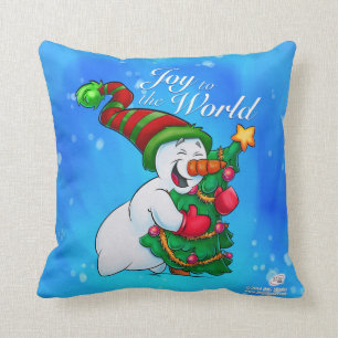 Almohada del muñeco de nieve que abraza un árbol