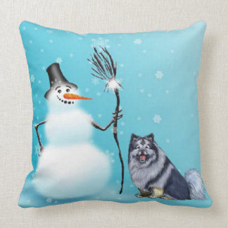 Almohada del muñeco de nieve y del keeshond