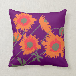 Almohada del naranja de la amapola, verde y