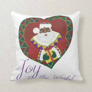 Almohada del navidad de Santa del afroamericano
