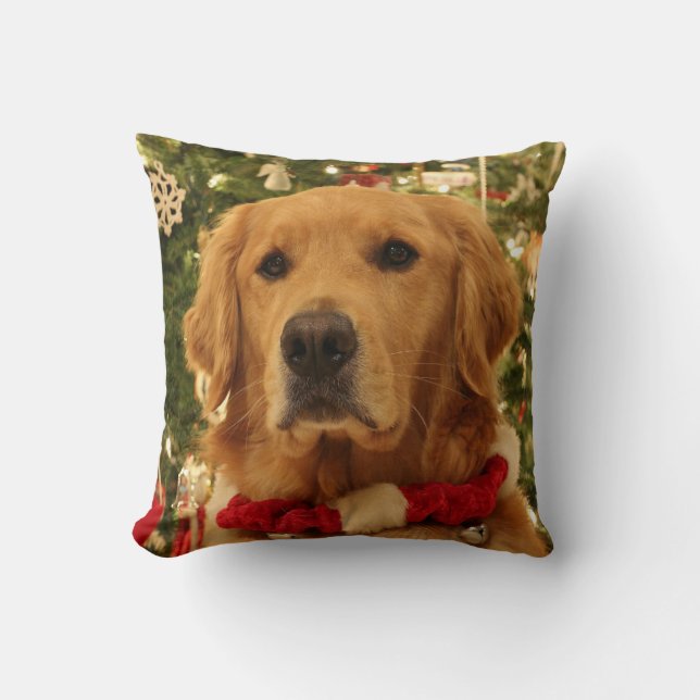 Almohada del navidad del golden retriever (Anverso)