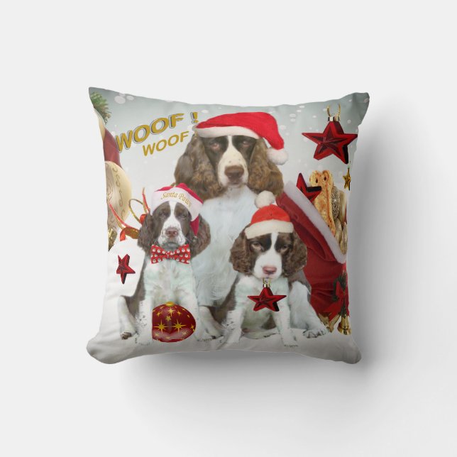 Almohada del navidad del perro de aguas de (Anverso)