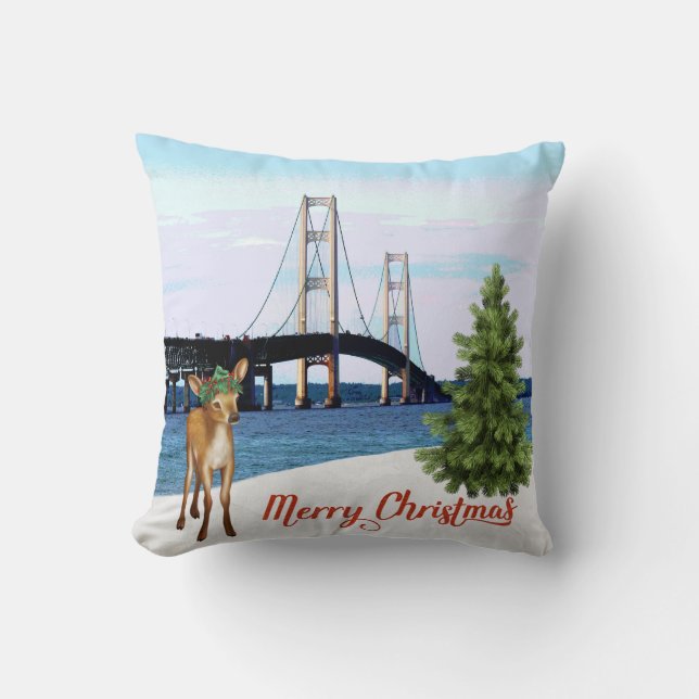 Almohada del navidad del puente de Mackinac (Anverso)