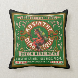 Almohada del negro de la etiqueta del ajenjo del