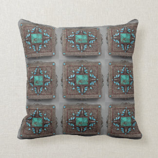 Almohada del Nepali de la turquesa y de Brown