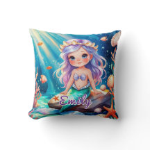Almohada del océano de la sirena cutánea - Nombre 