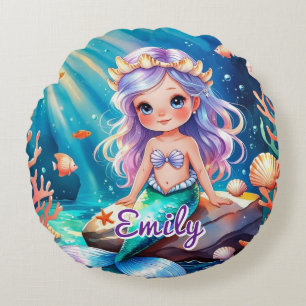 Almohada del océano de la sirena redonda - Nombre 