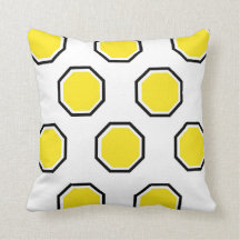 Almohada del octágono en amarillo y negro