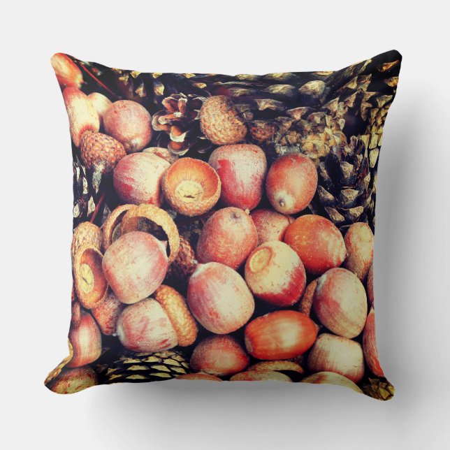 Almohada del otoño con una foto de conos y de (Anverso)