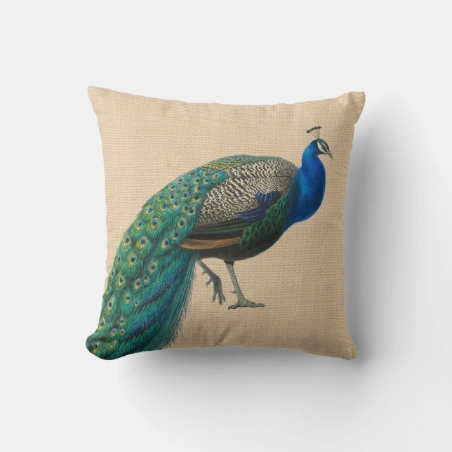 Almohada del pavo real colorida (Anverso)