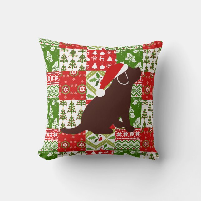 Almohada del perrito de Labrador del chocolate del (Anverso)