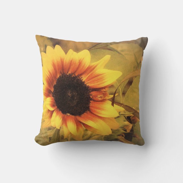 Almohada del personalizado del girasol (Anverso)
