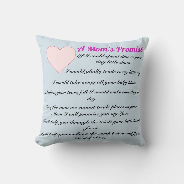 Almohada del poema de la promesa de una mamá (Anverso)