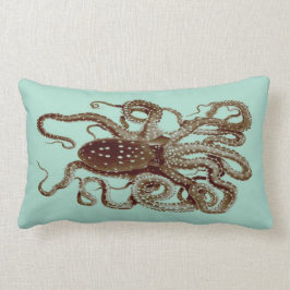 almohada del pulpo del vintage azul y marrón