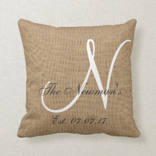 Almohada del recuerdo de la familia del monograma