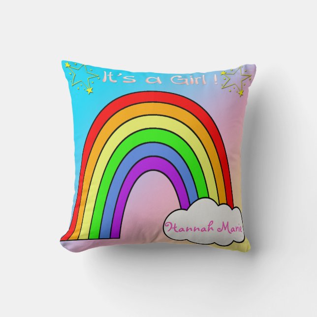 Almohada del recuerdo del arco iris de la muchacha (Anverso)
