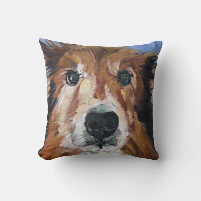 Almohada del retrato del perro del collie (Anverso)