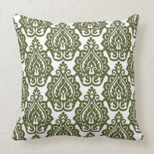 Almohada del reversible del damasco del verde