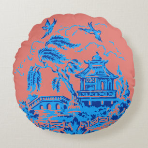 Almohada del rosa azul y de color salmón del sauc