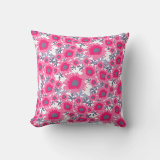 Almohada del rosa de la amapola, gris y blanca de